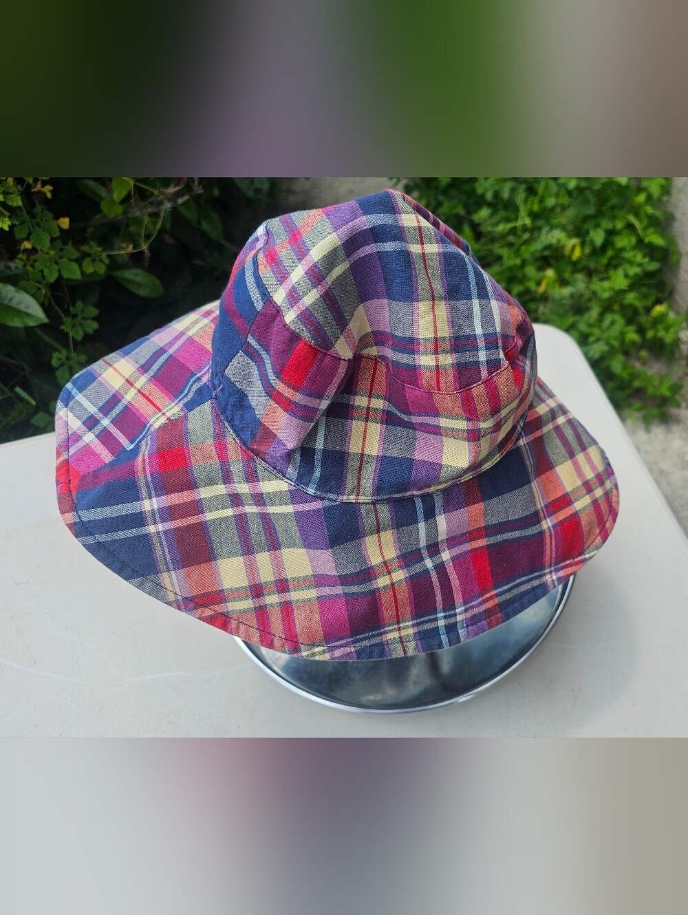 Plaid Cotton Bucket Hat for Kids - Multicolor